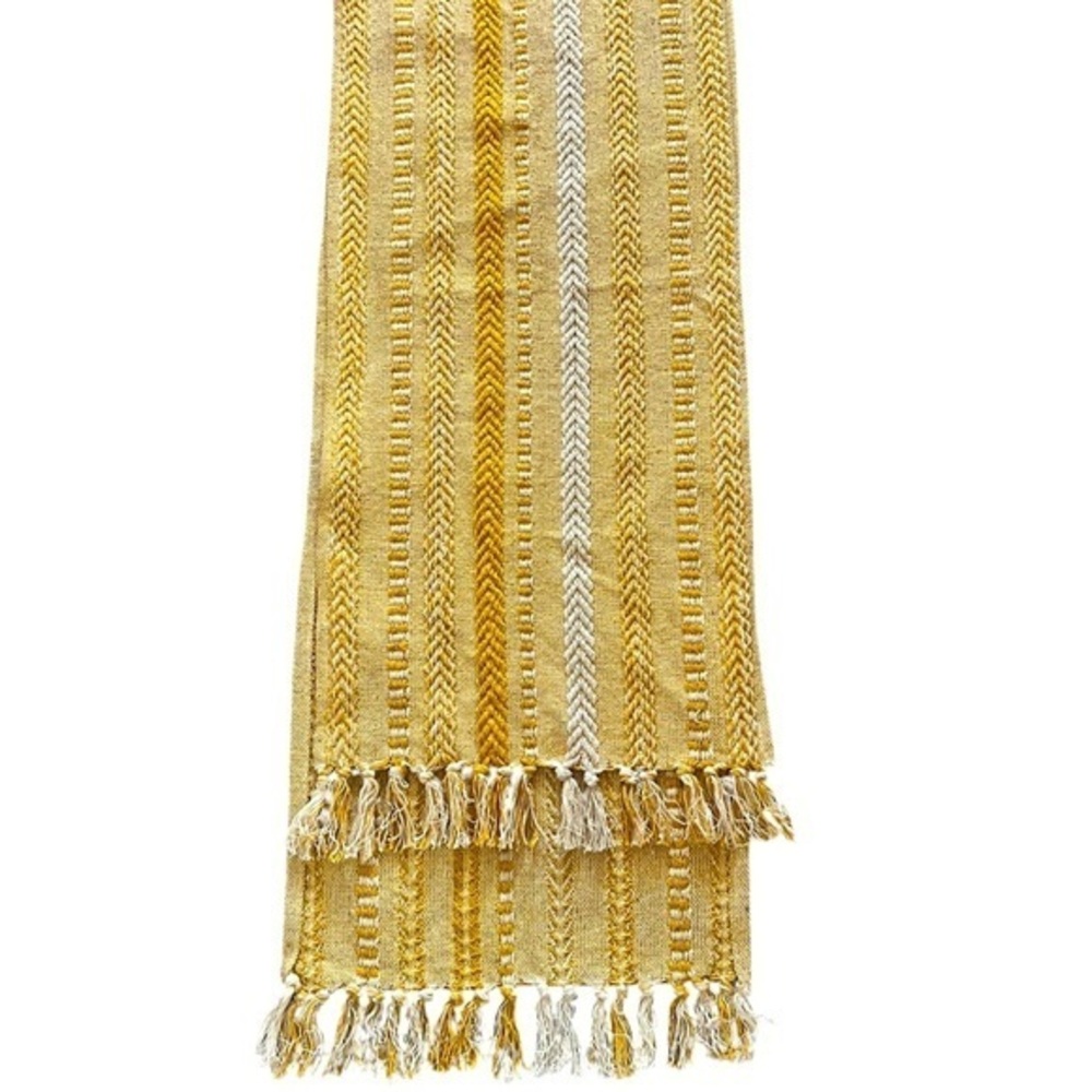 D II DESIGN IMPORTS Honey Gold Braided Stripes Table Runner, 100% cotton